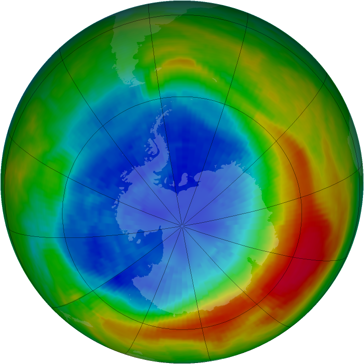 Antarctic ozone map for 13 September 1988